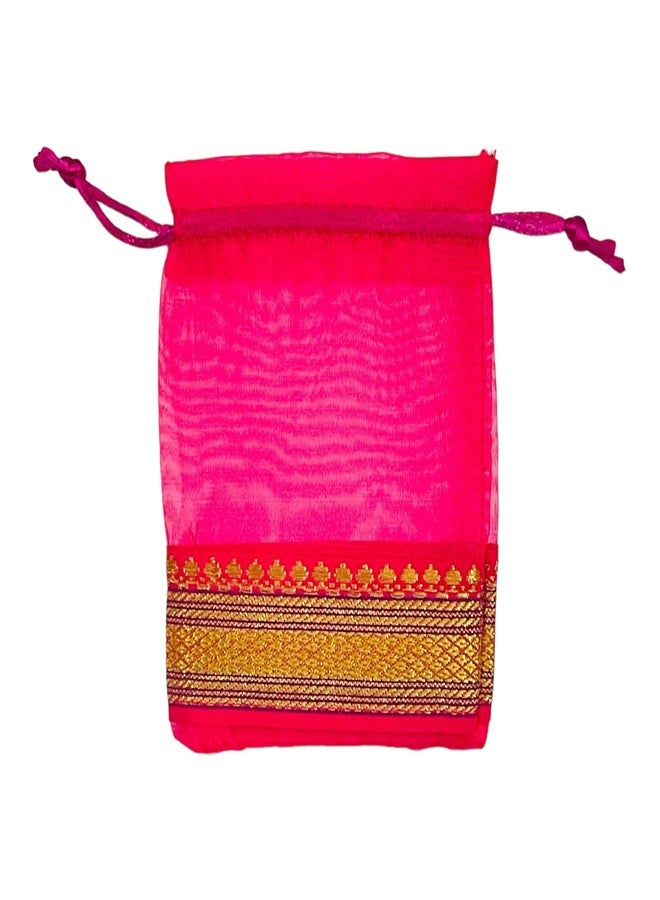 KRIWIN Pack of Thirty Small Size Silk Organza Potli Gift Bags Coin Bags(15 X 10 cm) Drawstring Closure (Magenta) - Image 4